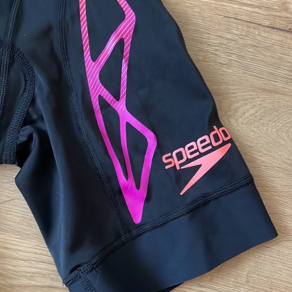 NWT Speedo Fastskin Xenon Tri Shorts Size XS Black Pink Tri Pad Bonded Leg Hem - Picture 7 of 14